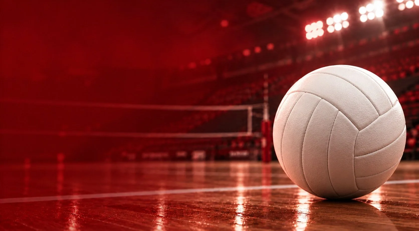 A volleyball on a gym floor